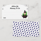 モーミーのハロウィーンの魔女の赤ちゃんシャワーのためのアドバイス エンクロージャーカード (正面/裏面)