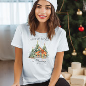 モーミーの年として最初のクリスマスかわいいキリン家族 Tシャツ