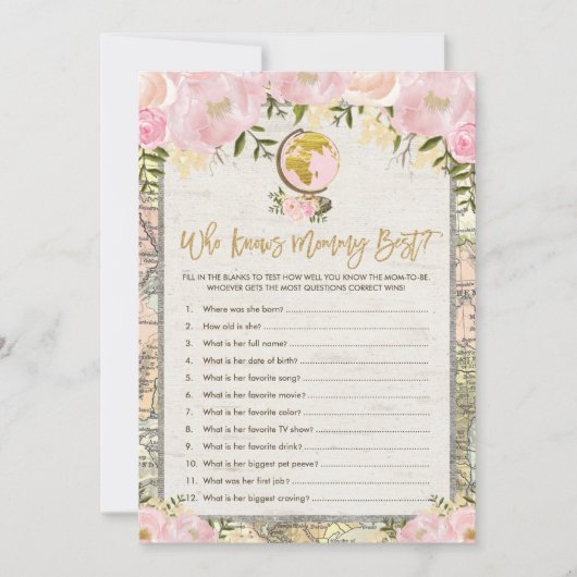 モーミーゲームカードを知るピンク最高ののヴィンテージ旅行 招待状 (正面)