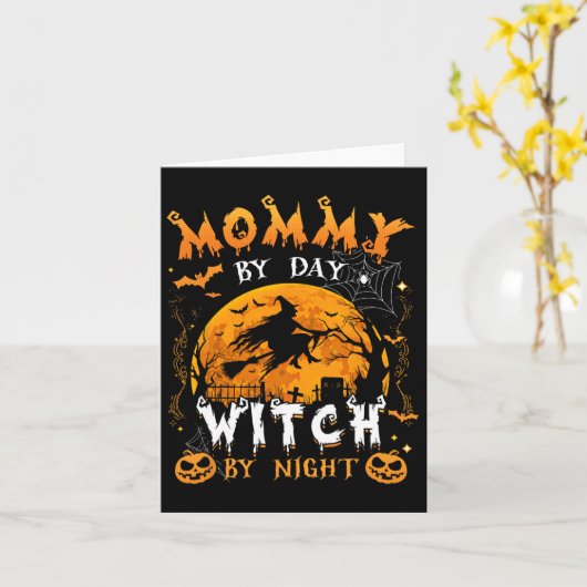 モーミーバイデイウィッチバイナイトおもしろいファミリーハロウィーンC カード (黄色い花)