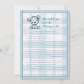 モーミー最高のキュートなグレーの熊の男の子シャワーゲームを知っている 招待状 (正面)