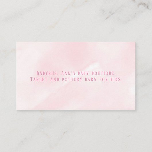 モーミー象の女の子の赤ちゃんシャワーのレジストリになる 名刺 (裏面)