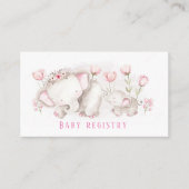 モーミー象の女の子の赤ちゃんシャワーのレジストリになる 名刺 (正面)