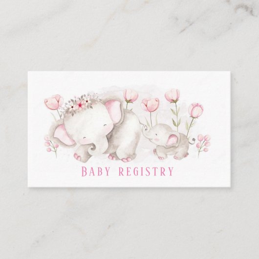 モーミー象の女の子の赤ちゃんシャワーのレジストリになる 名刺 (正面)