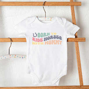 モーミ生まれーのおもしろいで馬に乗る ベビーボディスーツ