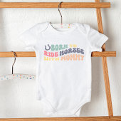 モーミ生まれーのおもしろいで馬に乗る ベビーボディスーツ