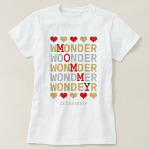 モーミ疑問に思レッド金ゴールドシルバーグリッター名カスタム Tシャツ