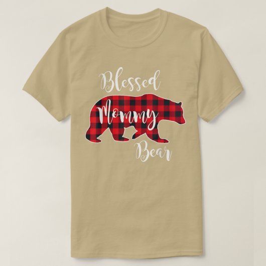 モーミ賛美ーベアーバッファローチェック格子模様マム Tシャツ (デザイン正面)