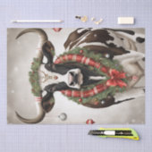 モーメリーmas：クリスマスのデコペに着替えた牛 薄葉紙 (クラフト)