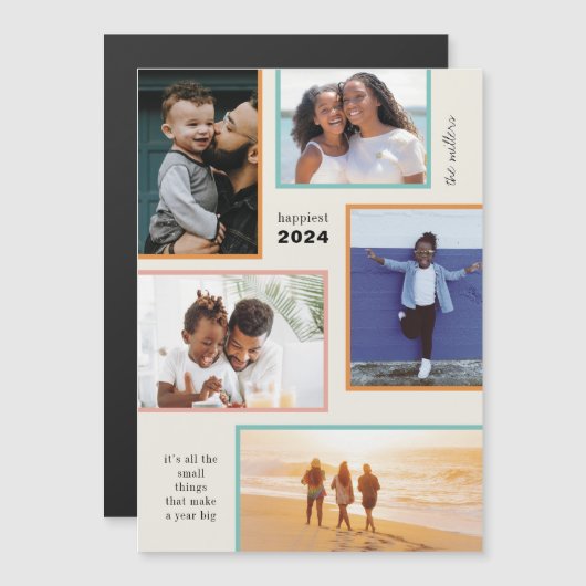 モーメンカラフルトホリデーフォト磁気カード マグネット招待状 (正面/裏面)