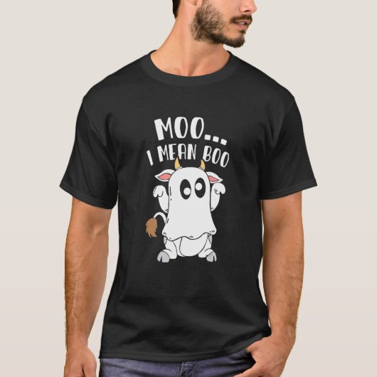 モーモーではなくブー幽霊の牛ハロウィン Tシャツ (正面)