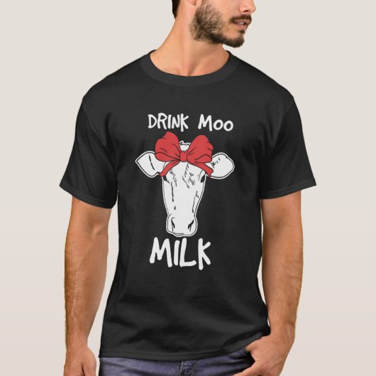 モーモーミルクを飲もう 面白い牛2019ミルクのアイデア Tシャツ (正面)