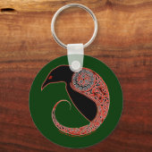 モーリガン・ケルト・レーヴン・キーチェーン、グリーン キーホルダー (正面)