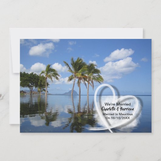 モーリシャスでの結婚披露結婚したパーティー後の披露宴 招待状 (正面)