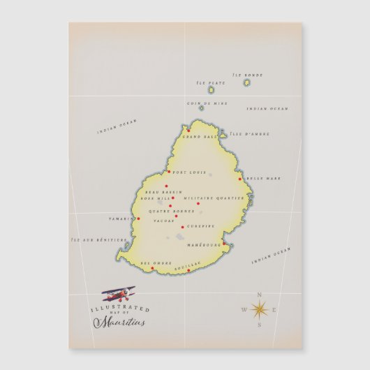 モーリシャスのイラスト地図 (正面)