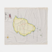 モーリシャスのイラスト地図 フリースブランケット (正面(横))