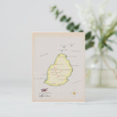 モーリシャスのイラスト地図 ポストカード (スタンド正面)