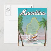 モーリシャスのヴィンテージ旅行ポスター ポストカード (正面/裏面)
