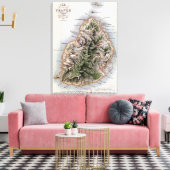 モーリシャスの地図イラストレーション「ポール・エ・バージニ」 キャンバスプリント (インサイチュ (リビング))