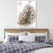 モーリシャスの地図イラストレーション「ポール・エ・バージニ」 キャンバスプリント (インサイチュ (寝室))