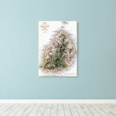 モーリシャスの地図イラストレーション「ポール・エ・バージニ」 キャンバスプリント (インサイチュ (ウッドフロア))