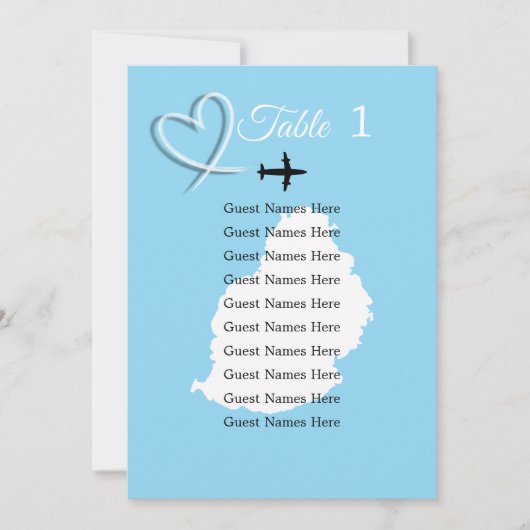 モーリシャスの行き先結婚式テーブルのプランカード 招待状 (正面)