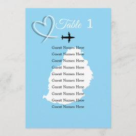 モーリシャスの行き先結婚式テーブルのプランカード 招待状