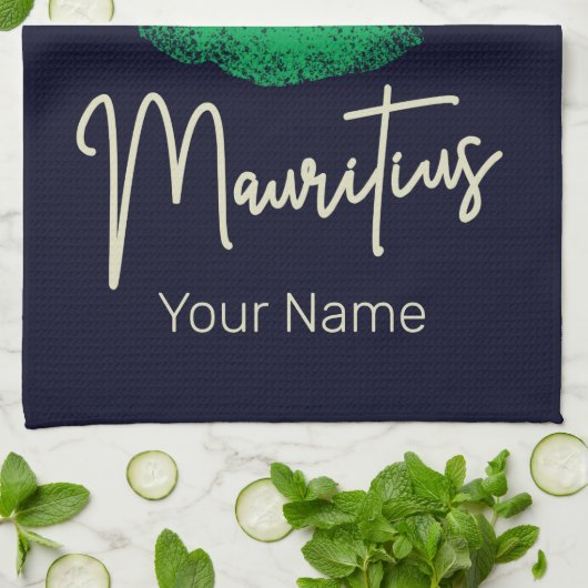 モーリシャスアイランドマップヴィンテージ国旗のインディアン海 キッチンタオル (折り畳み)