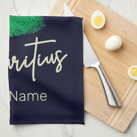 モーリシャスアイランドマップヴィンテージ国旗のインディアン海 キッチンタオル (四つ折り)