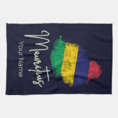 モーリシャスアイランドマップヴィンテージ国旗のインディアン海 キッチンタオル (横)