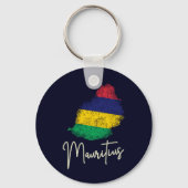 モーリシャスアイランドマップヴィンテージ国旗のインディアン海 キーホルダー (正面)