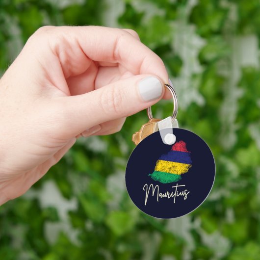 モーリシャスアイランドマップヴィンテージ国旗のインディアン海 キーホルダー (手)