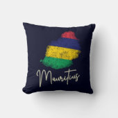 モーリシャスアイランドマップヴィンテージ国旗のインディアン海 クッション (正面)