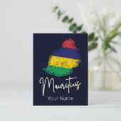 モーリシャスアイランドマップヴィンテージ国旗のインディアン海 シーズンポストカード (スタンド正面)