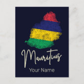 モーリシャスアイランドマップヴィンテージ国旗のインディアン海 シーズンポストカード (正面)