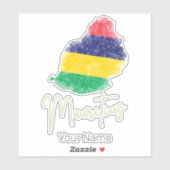 モーリシャスアイランドマップヴィンテージ国旗のインディアン海 シール (シート)