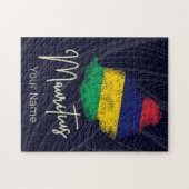 モーリシャスアイランドマップヴィンテージ国旗のインディアン海 ジグソーパズル (横)