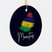 モーリシャスアイランドマップヴィンテージ国旗のインディアン海 セラミックオーナメント (右)