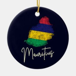 モーリシャスアイランドマップヴィンテージ国旗のインディアン海 セラミックオーナメント