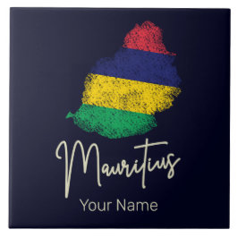 モーリシャスアイランドマップヴィンテージ国旗のインディアン海 タイル