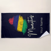 モーリシャスアイランドマップヴィンテージ国旗のインディアン海 ビーチタオル (正面)