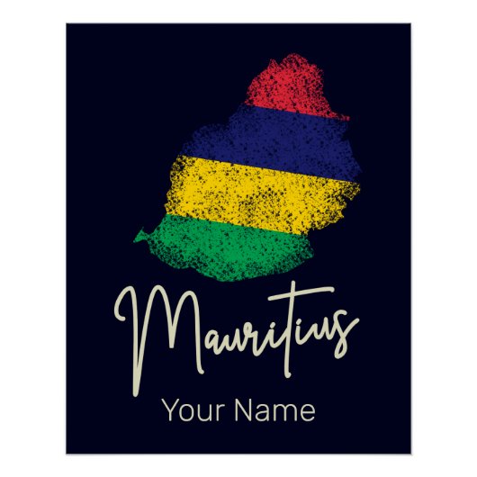 モーリシャスアイランドマップヴィンテージ国旗のインディアン海 ポスター (正面)