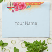 モーリシャスレトロインディアン海ドドと国旗のヴィンテージ キッチンタオル (折り畳み)