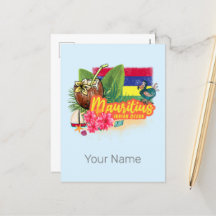 モーリシャスレトロインディアン海ドドと国旗のヴィンテージ