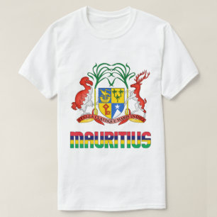 モーリシャス国旗と紋章の愛国心 Tシャツ