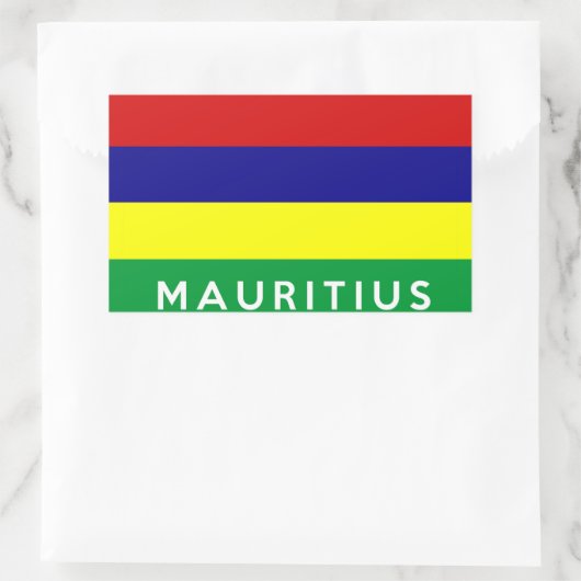 モーリシャス国旗のシンボル名文字 長方形シール (バッグ)