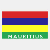 モーリシャス国旗のシンボル名文字 長方形シール (正面)