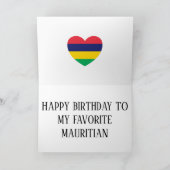モーリシャス国旗の愛国的誕生日 カード (内部)