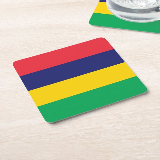 モーリシャス国旗 スクエアペーパーコースター (アングル)