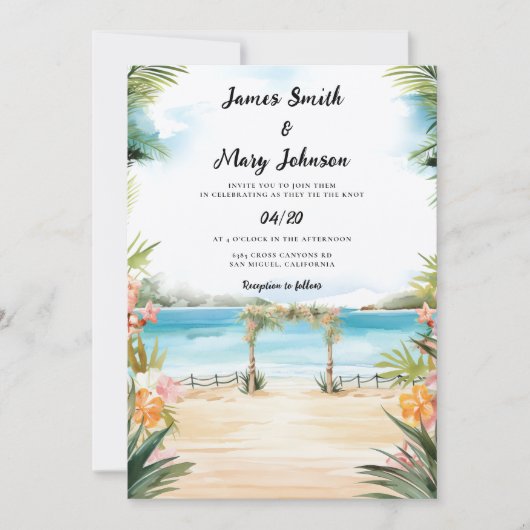 モーリシャス結婚式招待状行先結婚式 招待状 (正面)